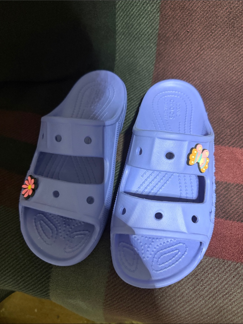 CROCS Kids Lavender Slide Sandals with Flower & Butterfly Charms